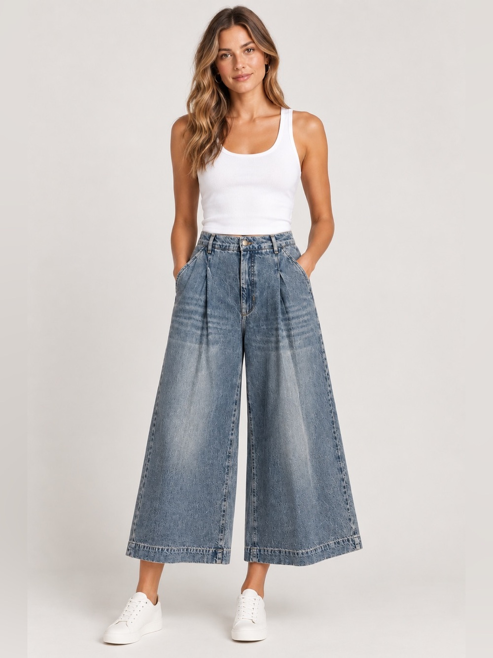 Anthropologie Pilcro Emory Pleated High Rise Wide Leg faded Jeans Size 28
